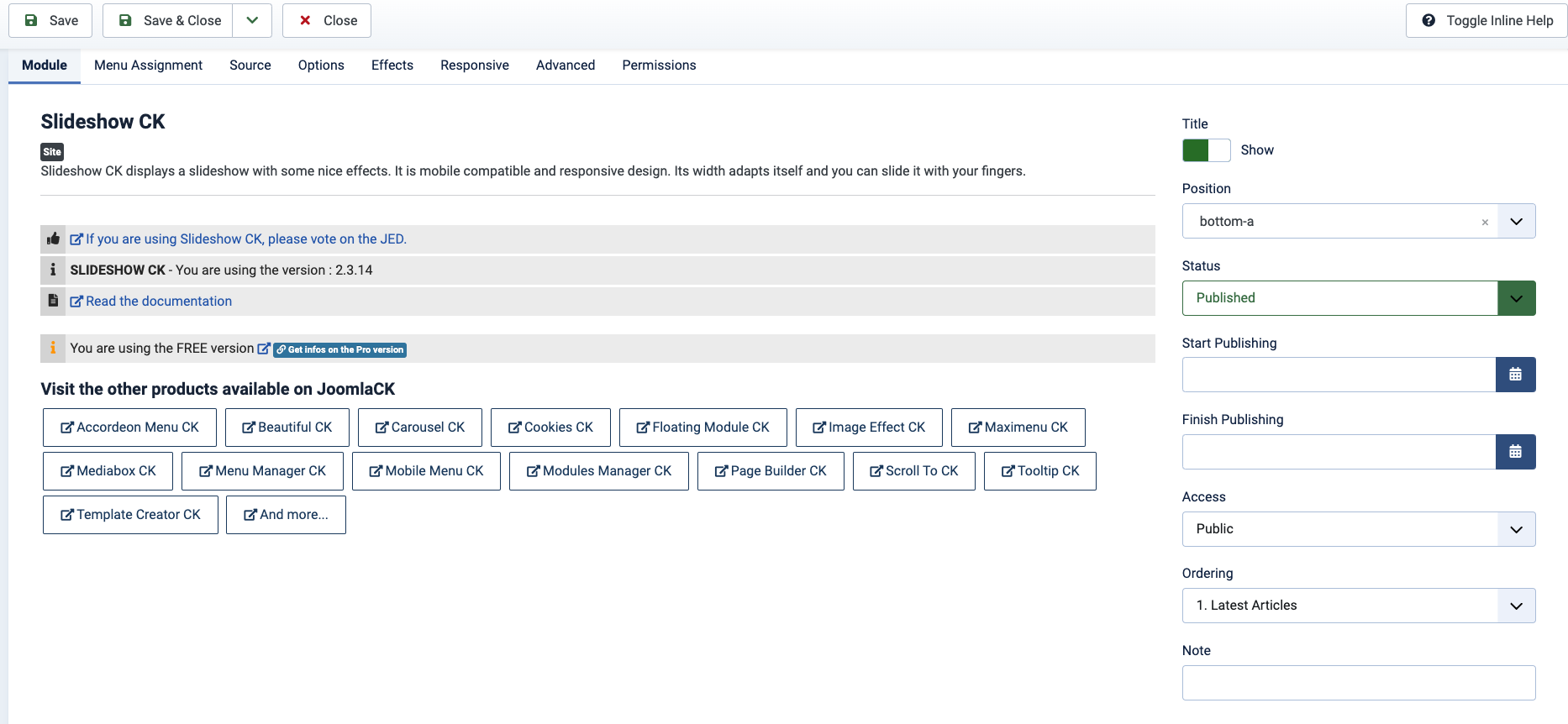 SlideShowCK Config