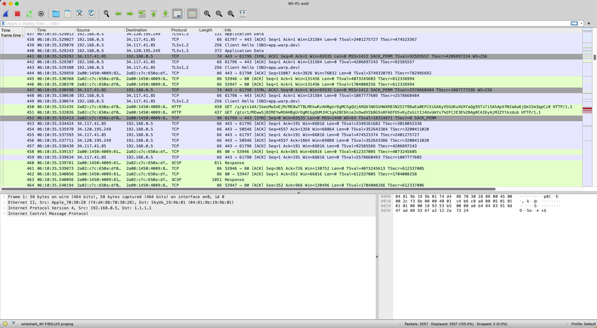 capture network packets while you interact with the UoPeople student portal