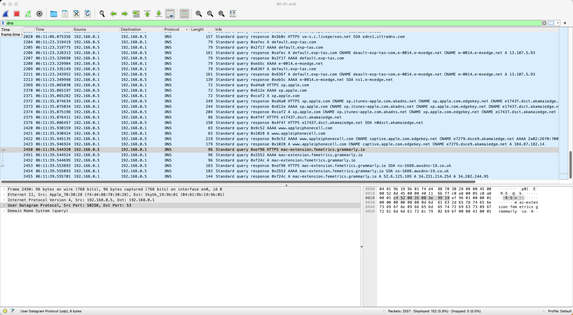 filter for DNS packets