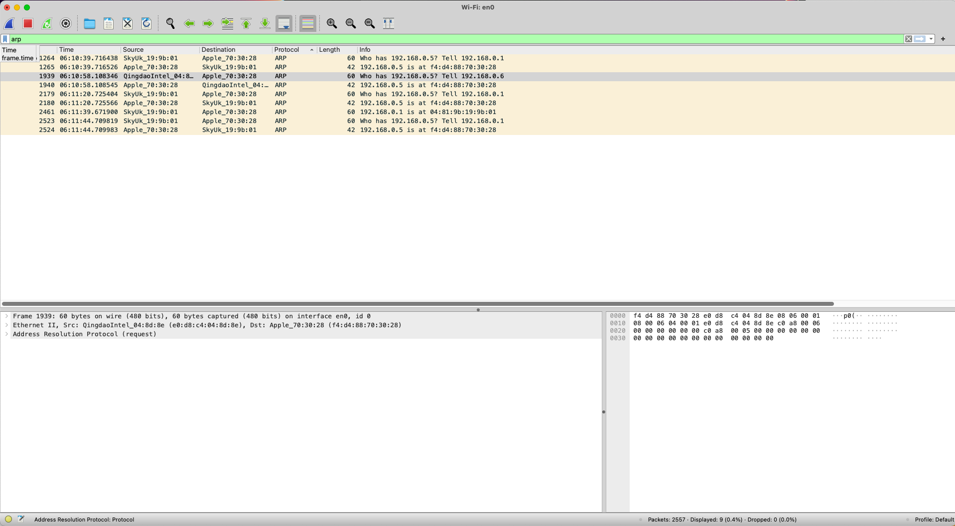 filter for ARP packets