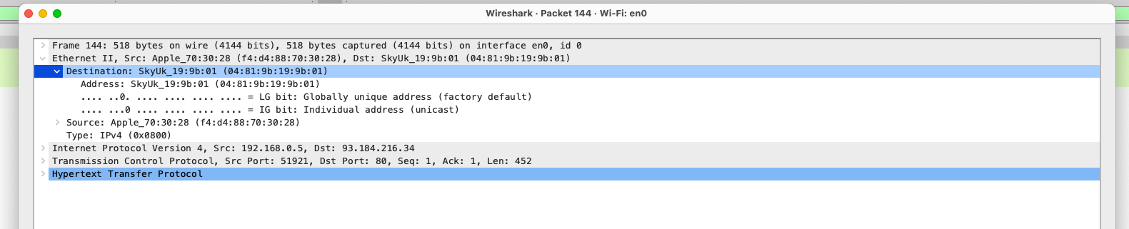 d. the gateway's MAC address