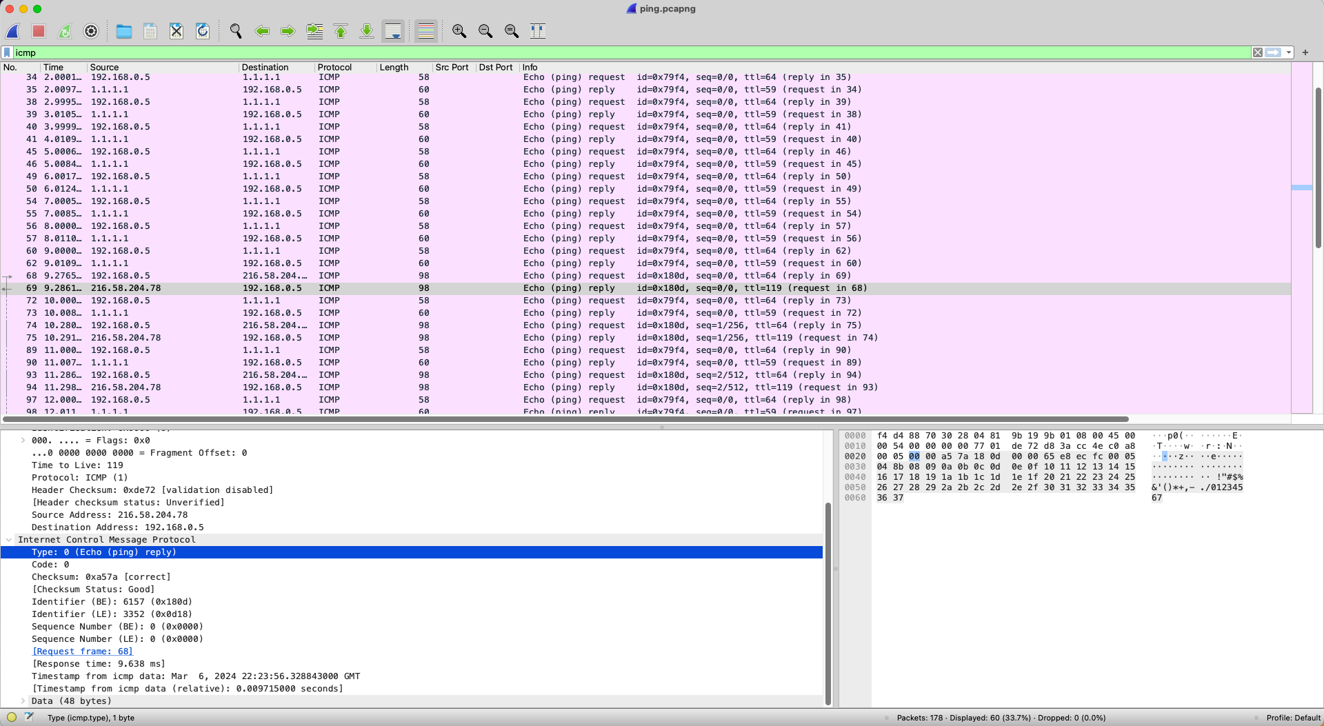 icmp type and code