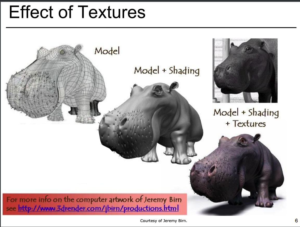 Effect Of Shading And Texture Mapping On A Hippo Object