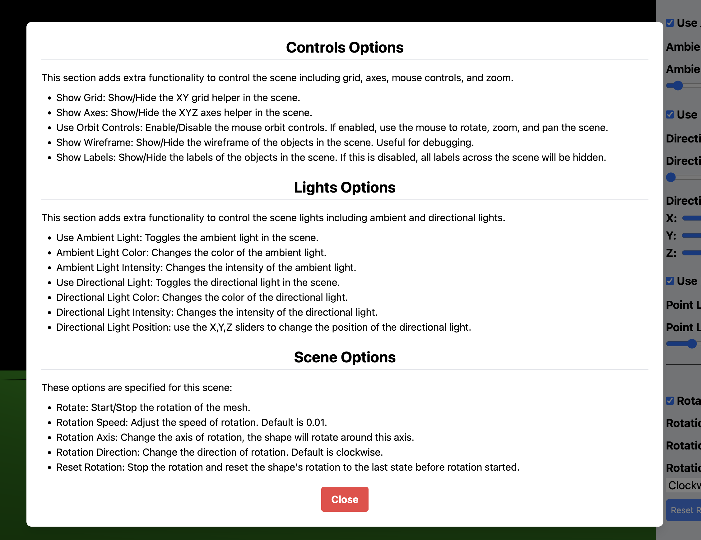 Options Panel