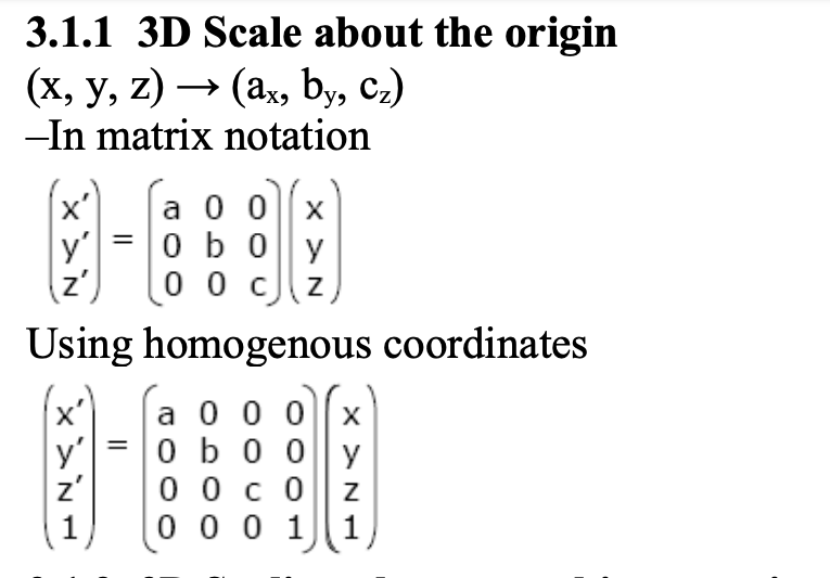 Scaling around the origin